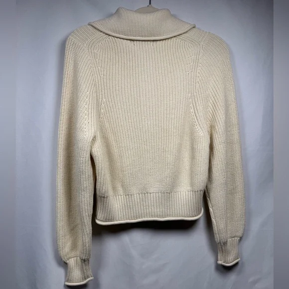 J. Crew Cream Knit Turtleneck Pullover with Gold Buttons - Picture 3 of 11